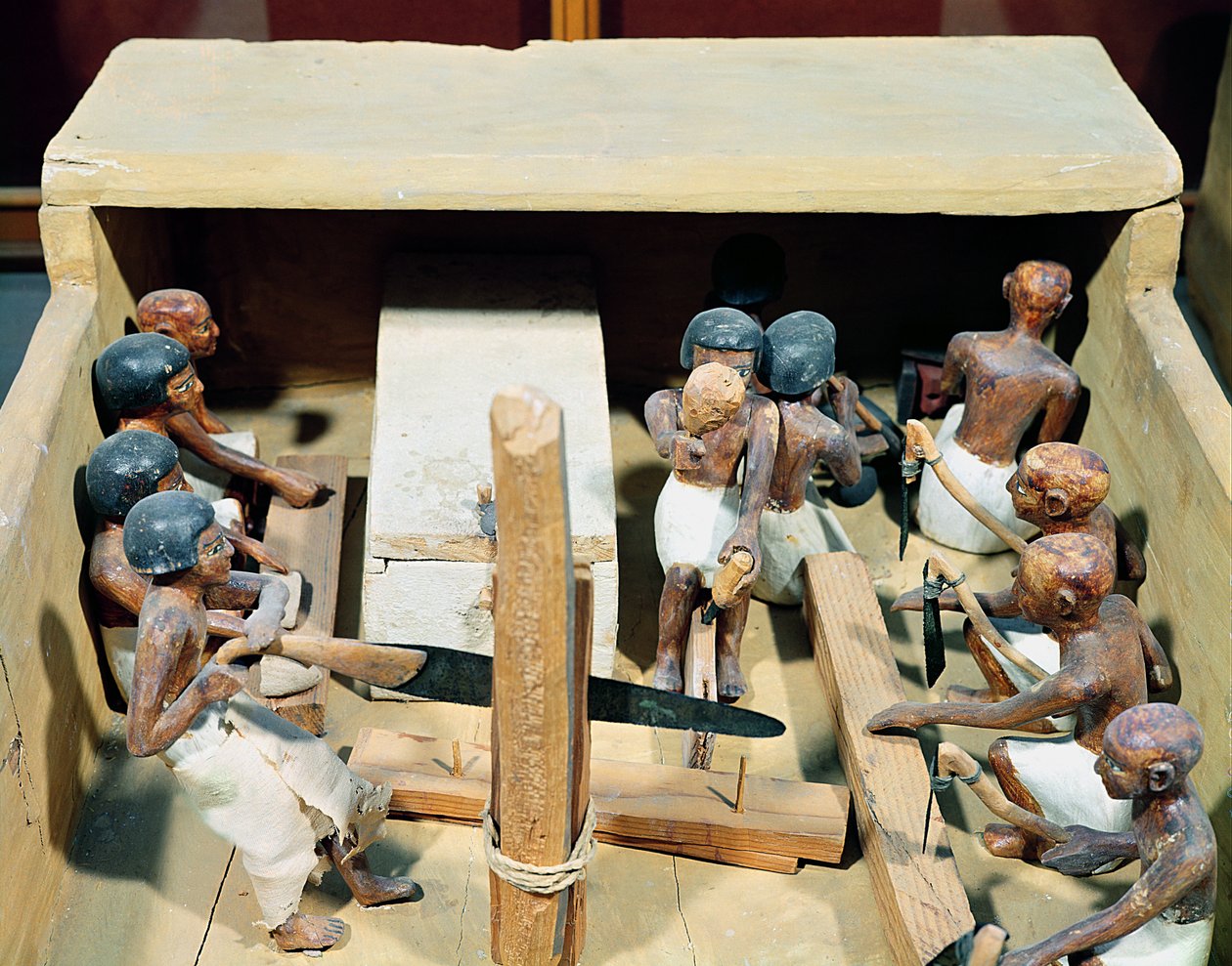 Grabmodell einer Tischlerei, aus dem Grab von Meketre, Tal der Adligen, Mittleres Reich, ca. 2000 v. Chr. von Egyptian 11th Dynasty