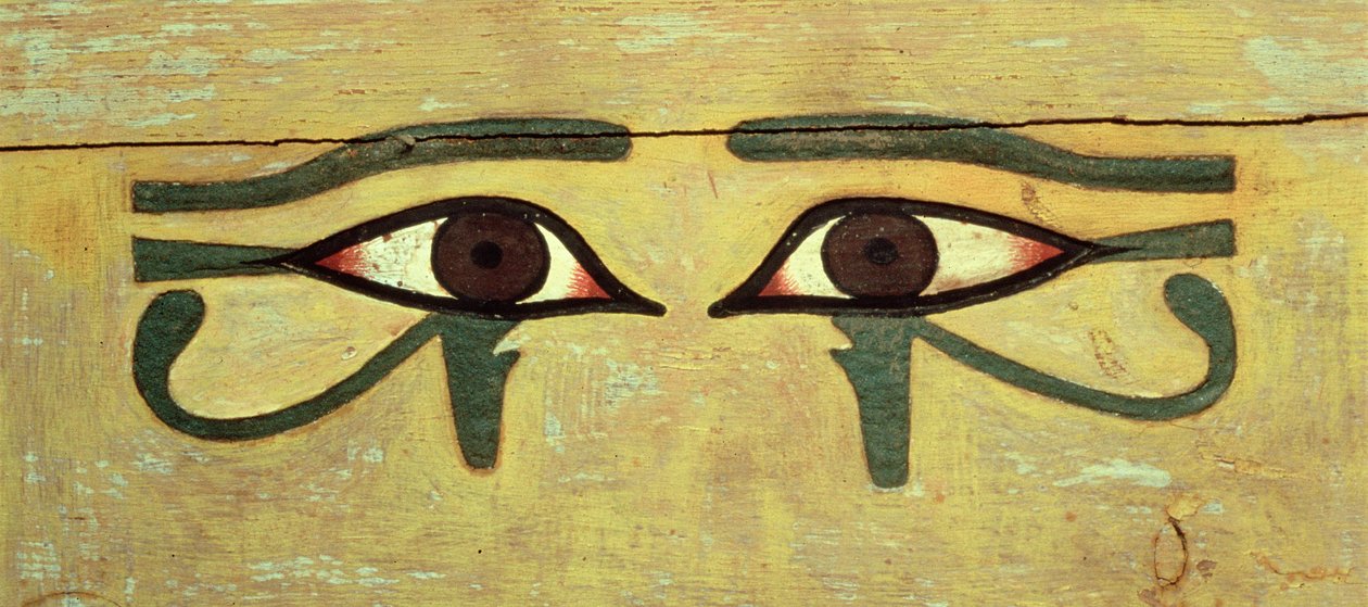 Udjat-Augen auf einem Sarg von Egyptian 12th Dynasty