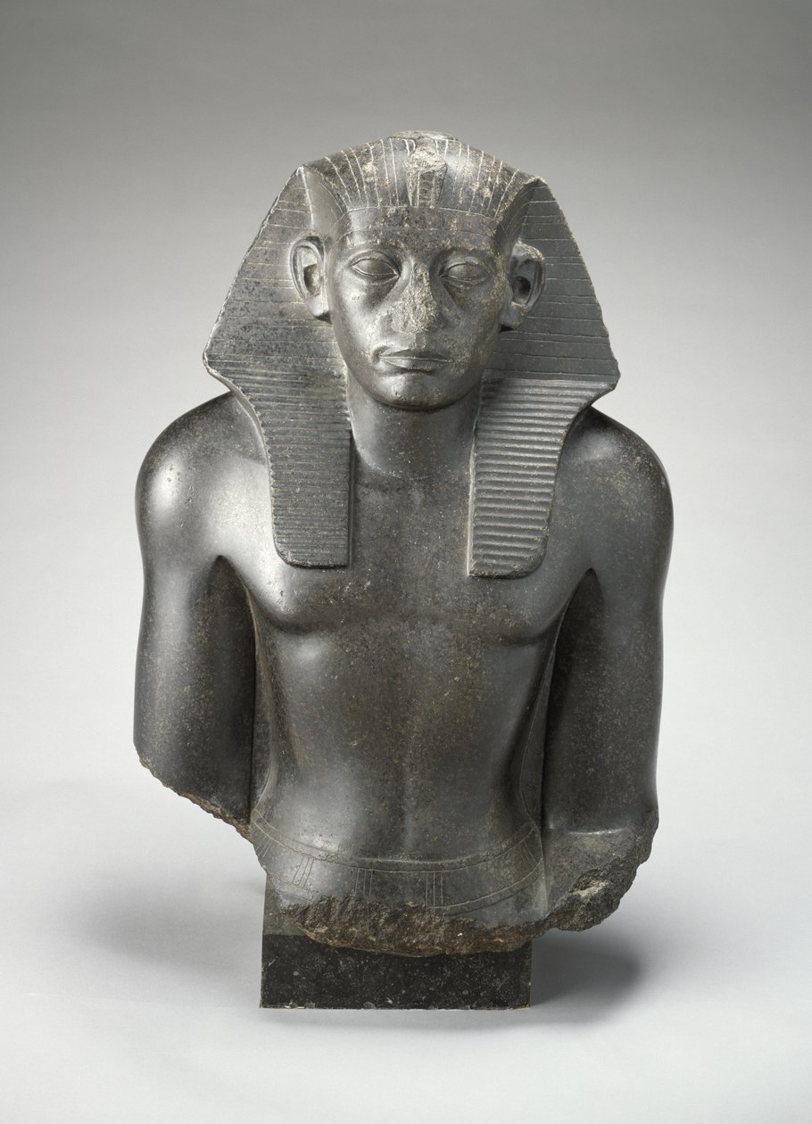 Männlicher Kopf und Torso einer sitzenden Statue von König Sesostris III. von Ägypten von Egyptian 13th Dynasty