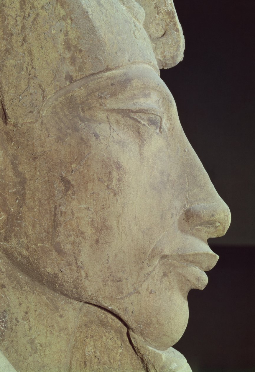 Büste von Amenophis IV (Echnaton) (ca. 1364-1347 v. Chr.) aus dem Tempel des Amun, Karnak, ca. 1353-1337 v. Chr. (Detail) von Egyptian 18th Dynasty