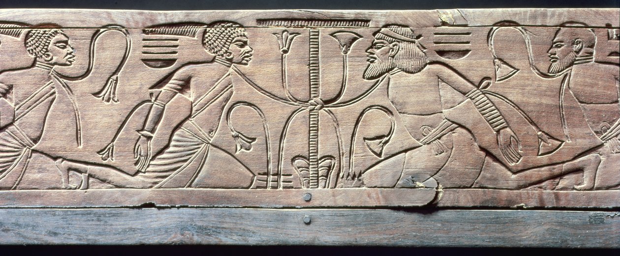 Detail vom zeremoniellen Fußschemel von Tutanchamun (ca. 1370-52 v. Chr.) Neues Reich von Egyptian 18th Dynasty
