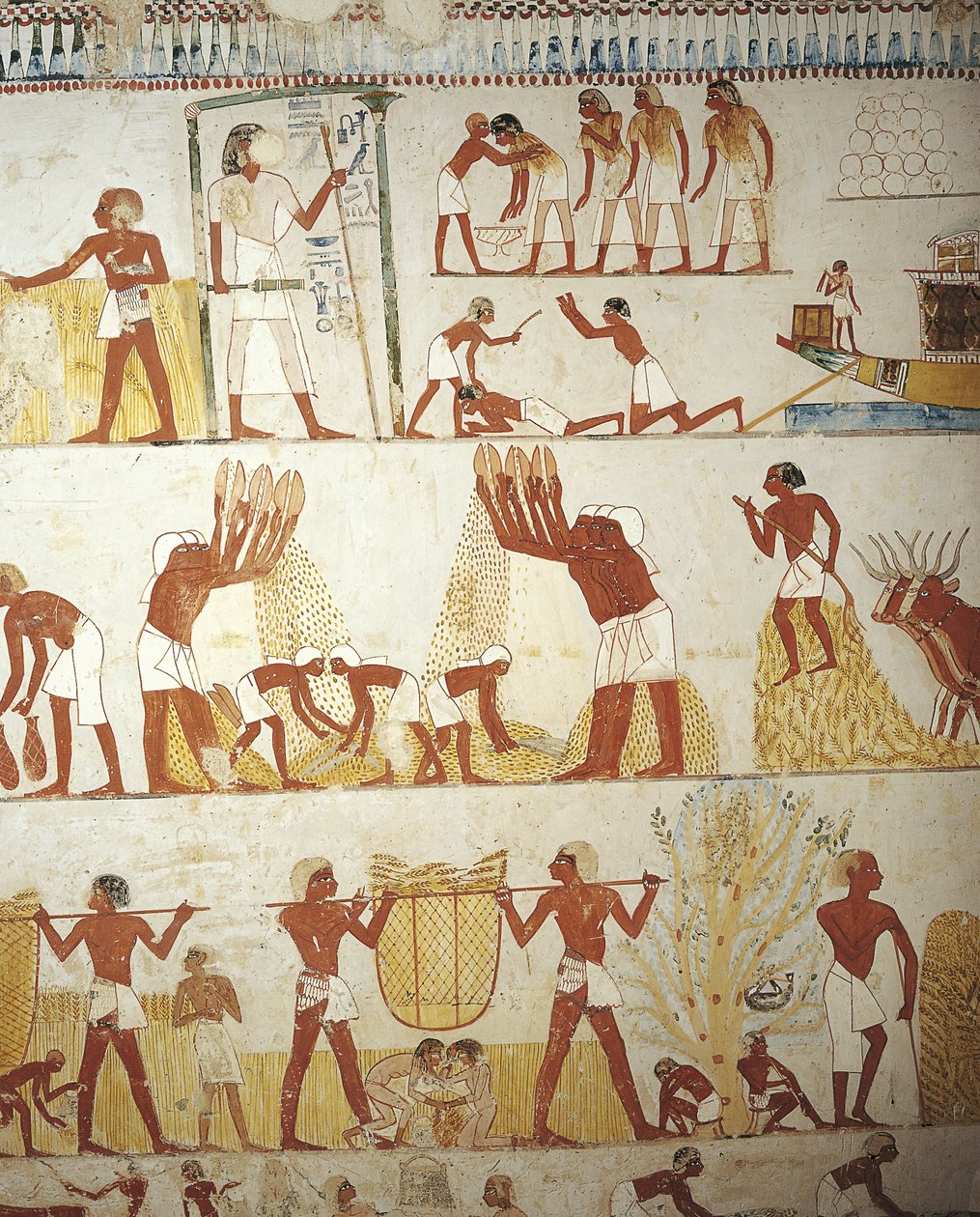 Arbeiten auf den Feldern, Grab des königlichen Gutsverwalters Menna, Theben, Luxor, Ägypten von Egyptian 18th Dynasty