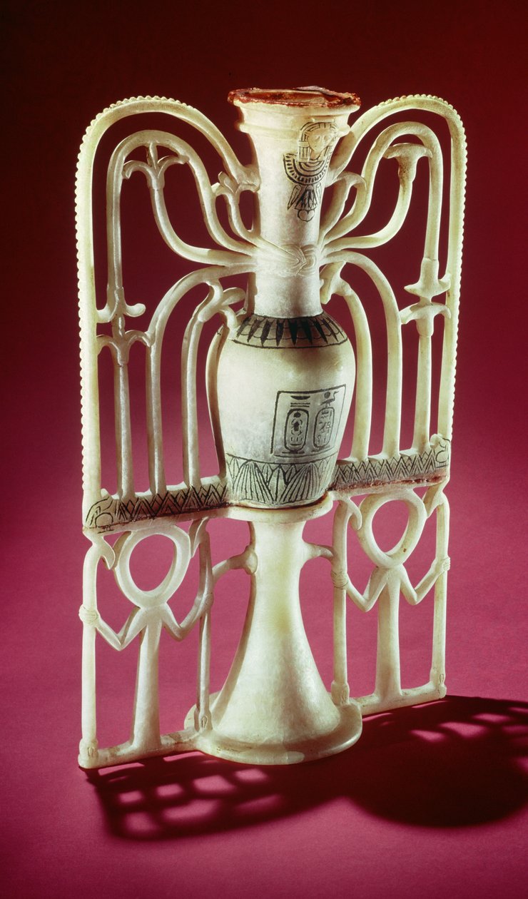 Blumiges Salbgefäß, aus dem Grab von Tutanchamun (ca. 1370-1352 v. Chr.), Neues Reich von Egyptian 18th Dynasty