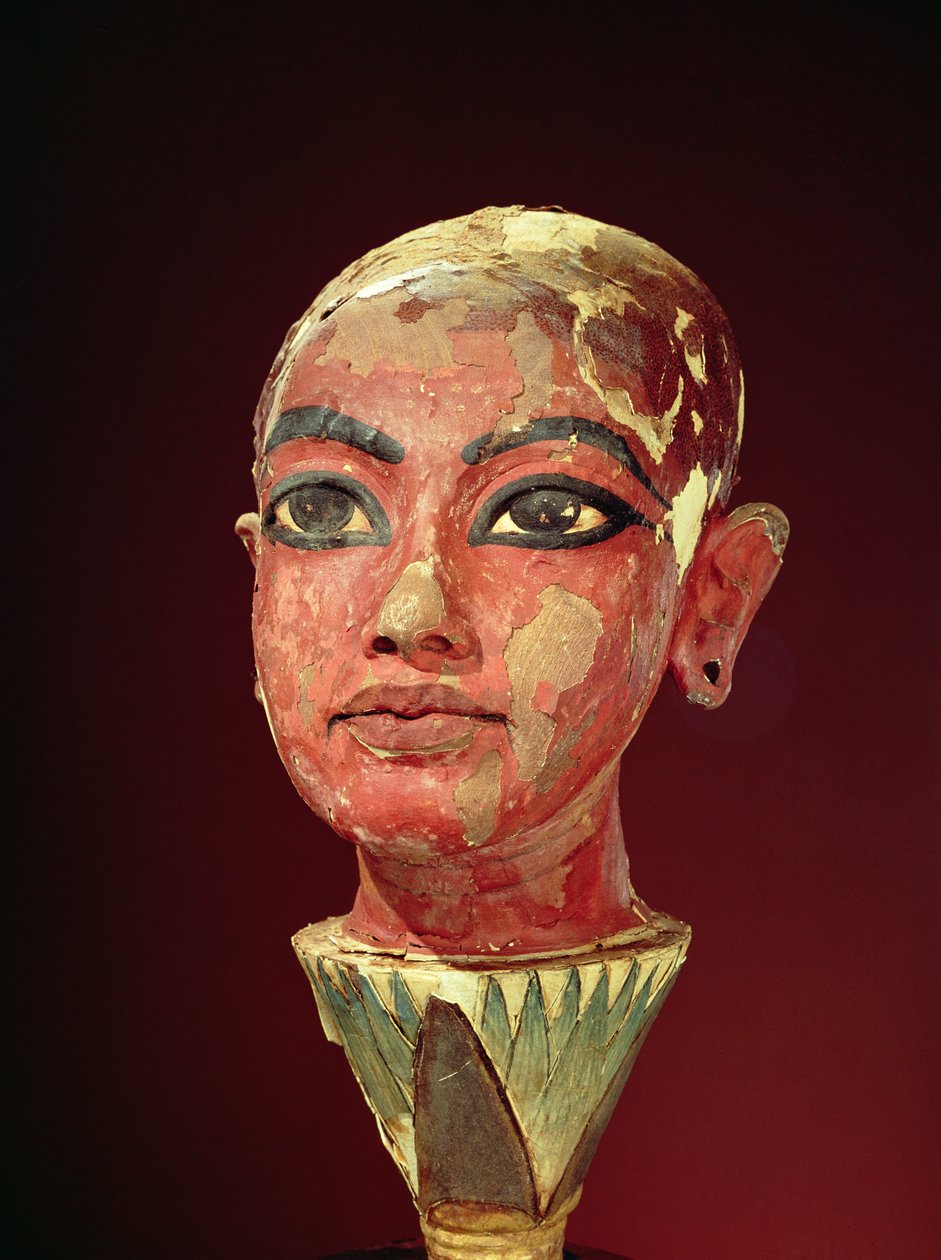 Kopf des Kindkönigs, der aus einer Lotusblume auftaucht, aus dem Grab von Tutanchamun (ca. 1370-1352 v. Chr.) Neues Reich von Egyptian 18th Dynasty
