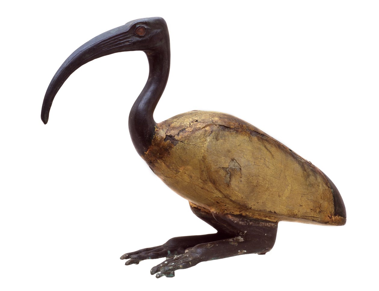 Ibis in hockender Position, ca. 1350 v. Chr. (Holz, Bronze, Glas & Vergoldung) von Egyptian 18th Dynasty
