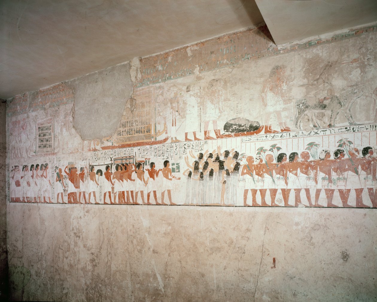 Innenraum des Grabes von Ramose, Neues Reich, ca. 1360 v. Chr. (Wandmalerei) von Egyptian 18th Dynasty