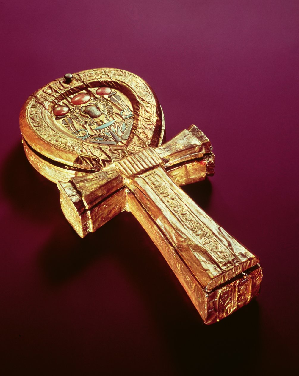 Spiegelkasten in Form eines Ankh, aus dem Grab von Tutanchamun (ca ...