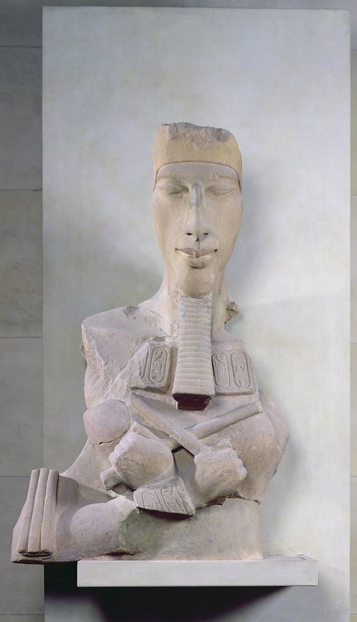 Osiridensäule von Amenophis IV. (Echnaton) aus Karnak, Amarna-Periode, Neues Reich, ca. 1353-37 v. Chr. (Sandstein) von Egyptian 18th Dynasty