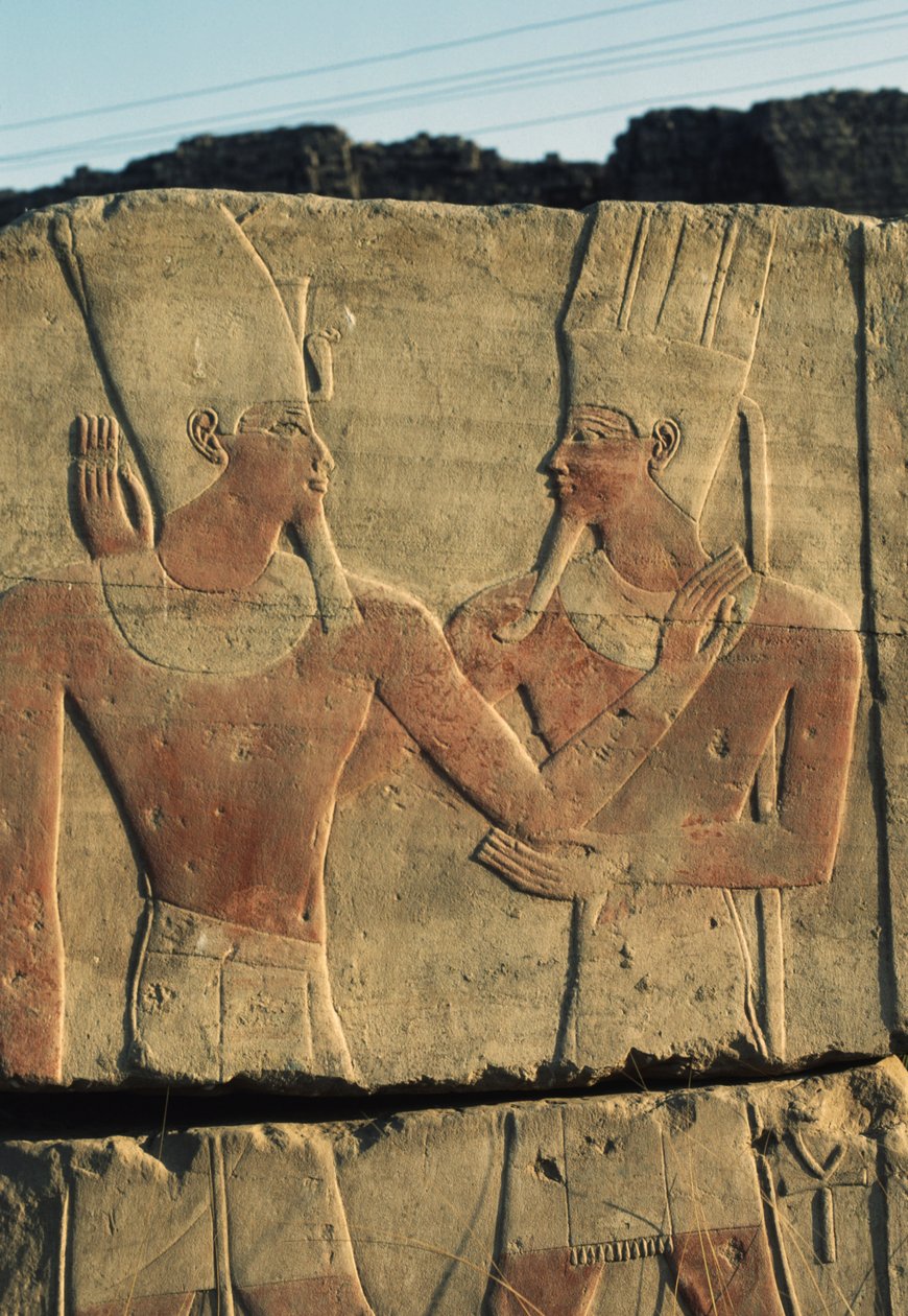 Bemaltes Relief, Tempel des Amun, Karnak-Tempelkomplex (UNESCO-Welterbeliste) von Egyptian 18th Dynasty