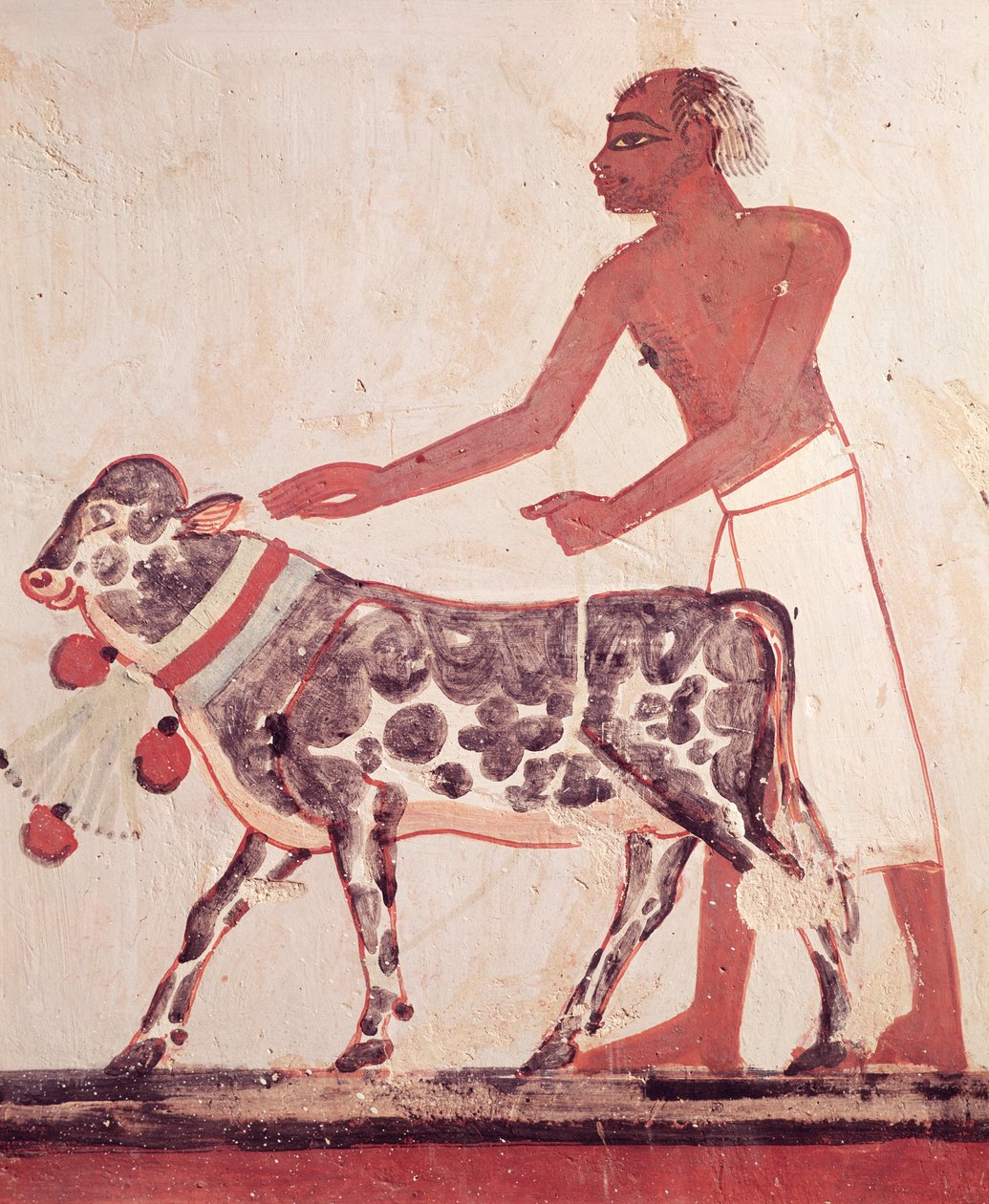 Bauer führt eine Kuh zum Opfer, aus dem Grab von Menna von Egyptian 18th Dynasty