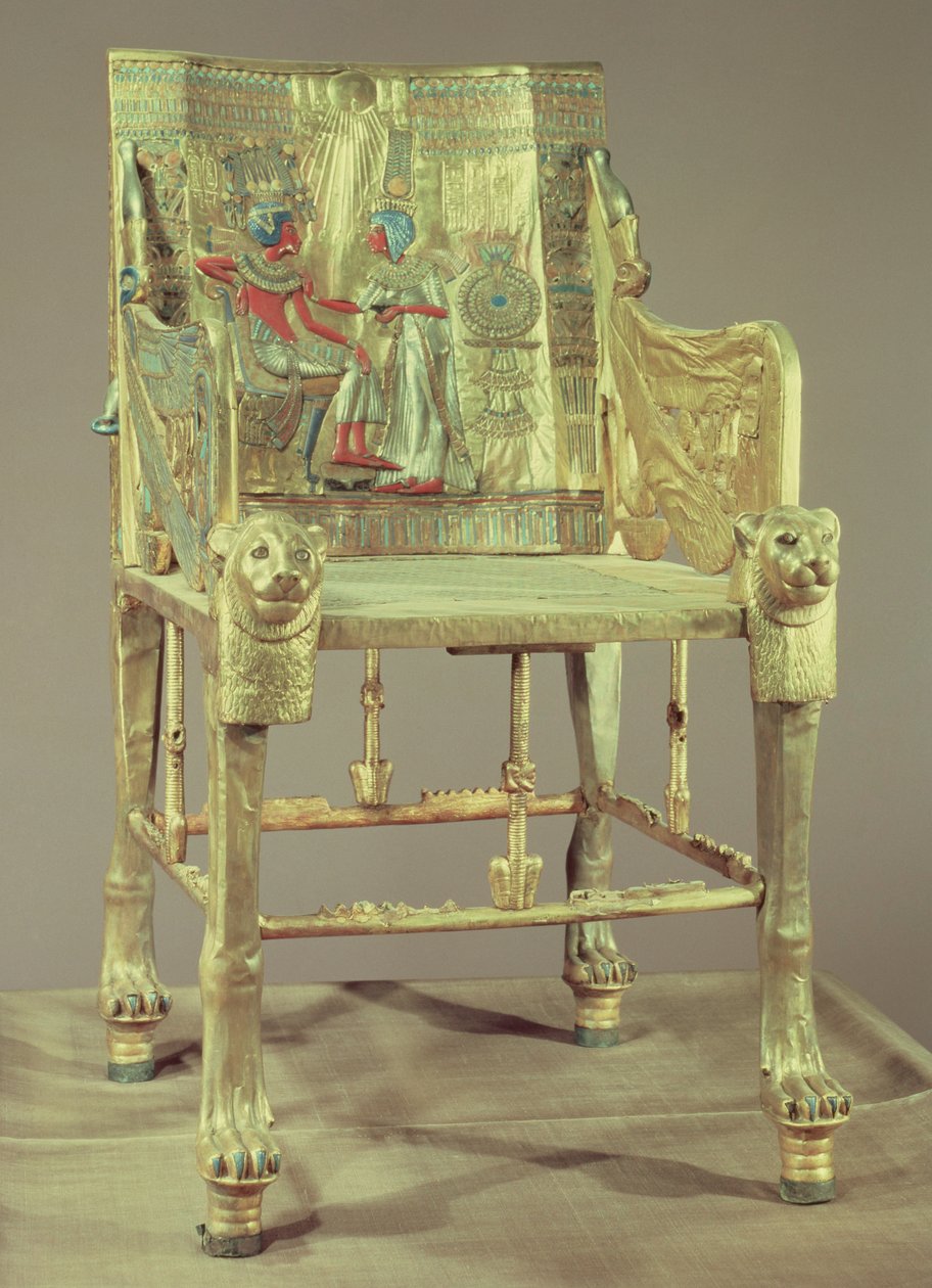 Der Thron von Tutanchamun (ca. 1370-52 v. Chr.) Neues Reich (vergoldetes Holz mit Halbedelsteinen)  von Egyptian 18th Dynasty