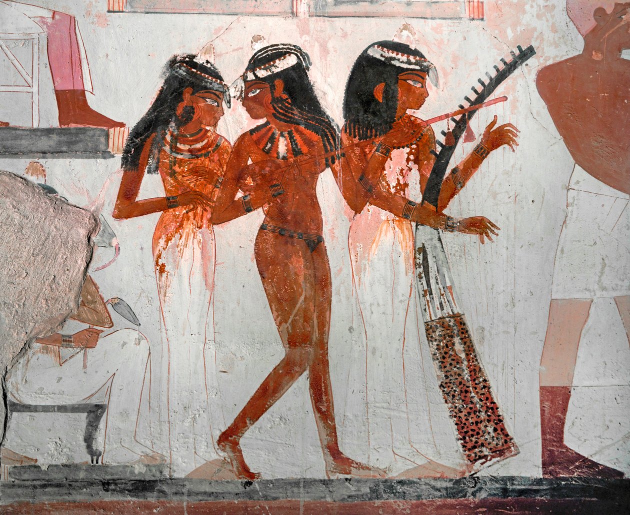 Drei Frauen mit Musikinstrumenten von Egyptian 18th Dynasty