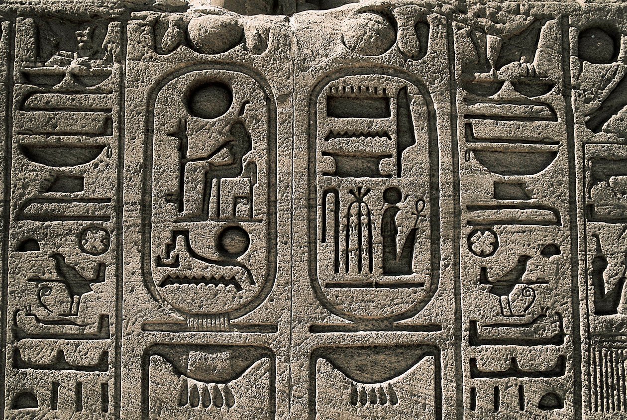 Ägyptische Antiquität: Relief des Tempels von Ramses II. 1271-1256 v. Chr., Abu Simbel, Assuan, Ägypten von Egyptian 19th Dynasty