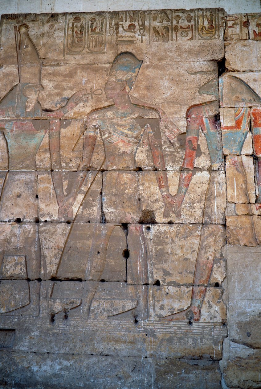 Ägyptische Antike: Detail der Flachreliefs des Tempels von Sethos I. in Abydos von Egyptian 19th Dynasty