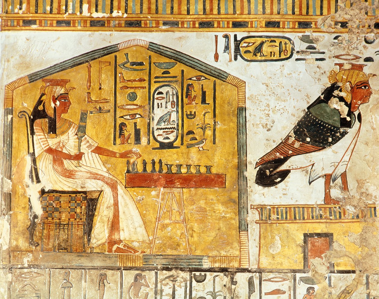 Nefertari spielt Senet, Detail einer Wandmalerei aus dem Grab der Königin Nefertari, Neues Reich von Egyptian 19th Dynasty