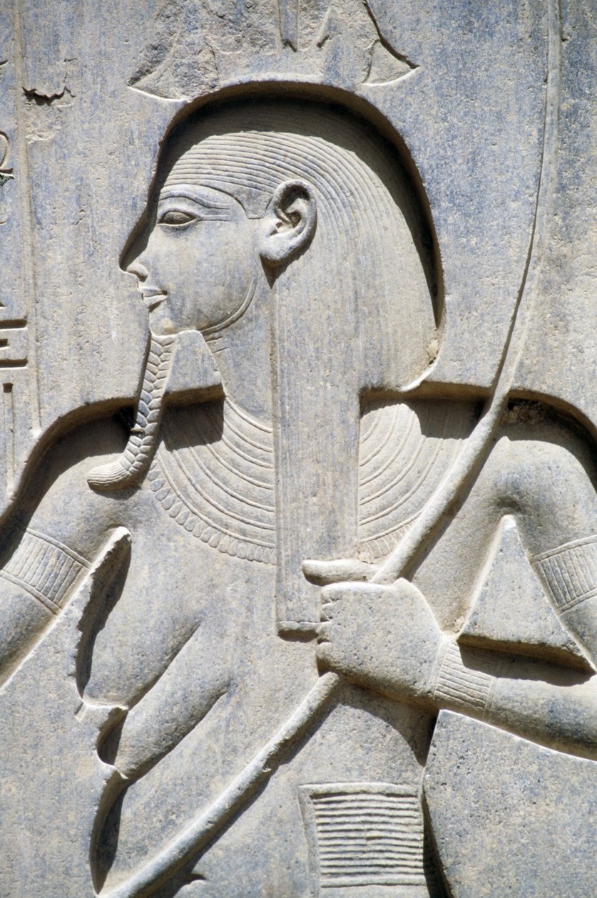 Relief vom Sockel der Statue von Ramses II., Hof von Ramses II., Tempel des Amun, Luxor, Altes Theben von Egyptian 19th Dynasty