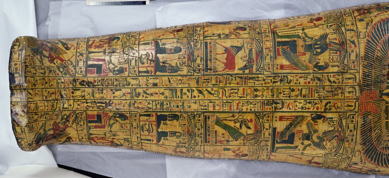 Detail des Deckels der Mumie von Nesyamun, möglicherweise gefunden in Deir El-Bahri, Neues Reich, ca. 1100 v. Chr. (bemaltes Holz) von Egyptian 20th Dynasty