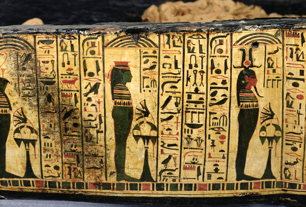 Detail der äußeren Sargbasis der Mumie von Nesyamun, möglicherweise gefunden in Deir El-Bahri, Neues Reich, ca. 1100 v. Chr. von Egyptian 20th Dynasty