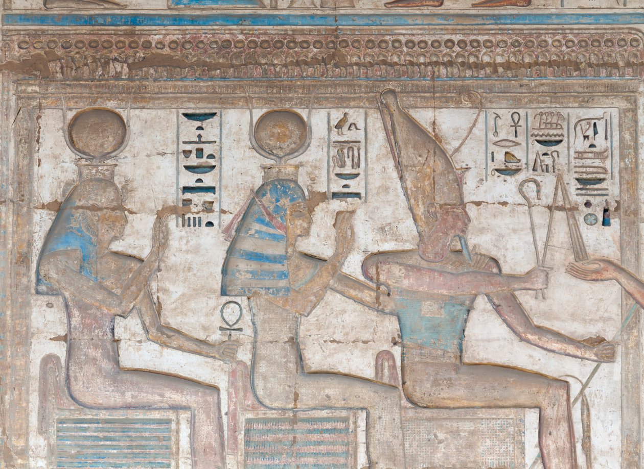 Gemaltes Reliefbild an der Wand von Egyptian 20th Dynasty