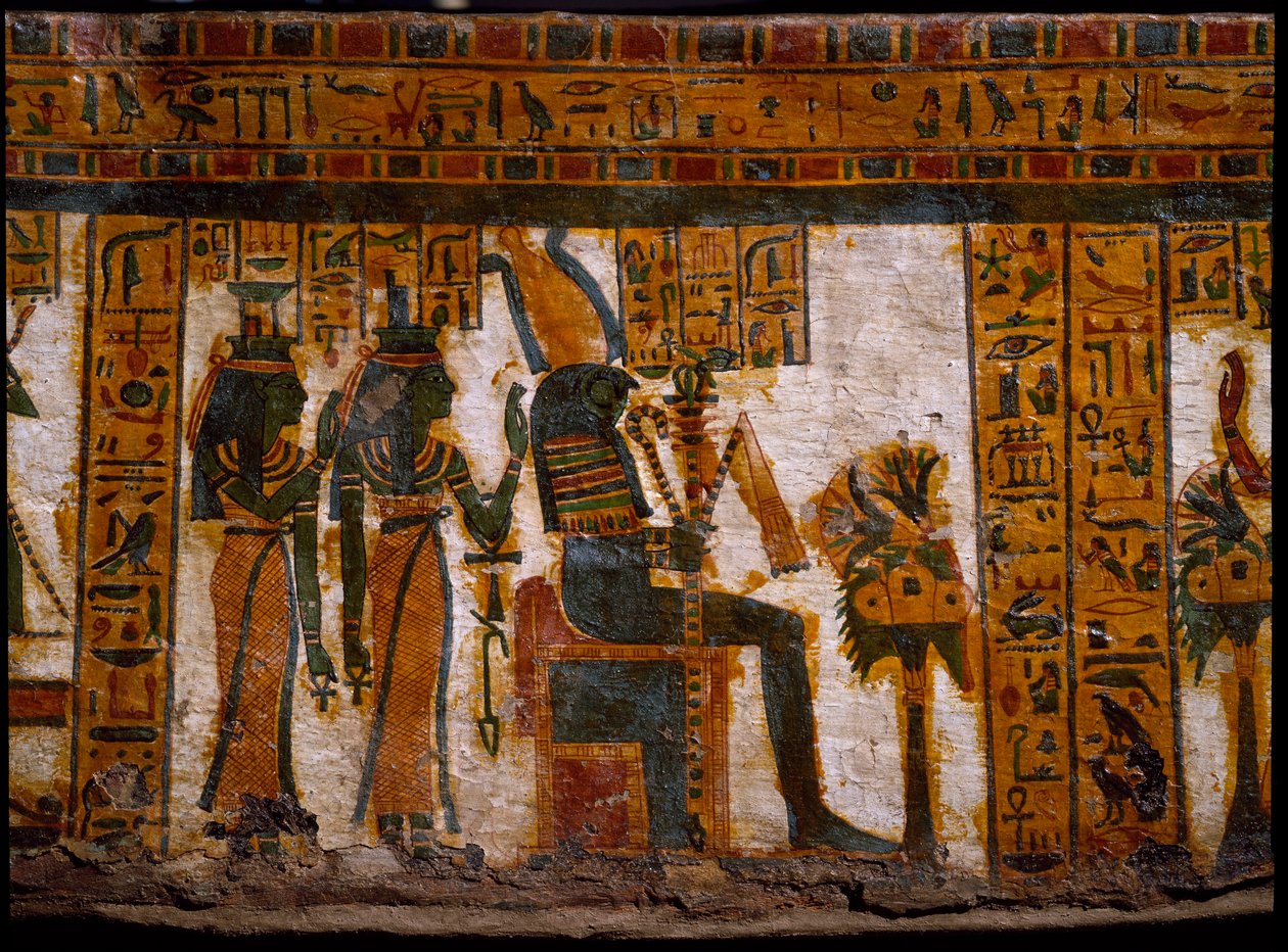 Ägyptische Antike: Die Gottheiten Isis und Nephthys verehren Osiris von Egyptian 21st Dynasty