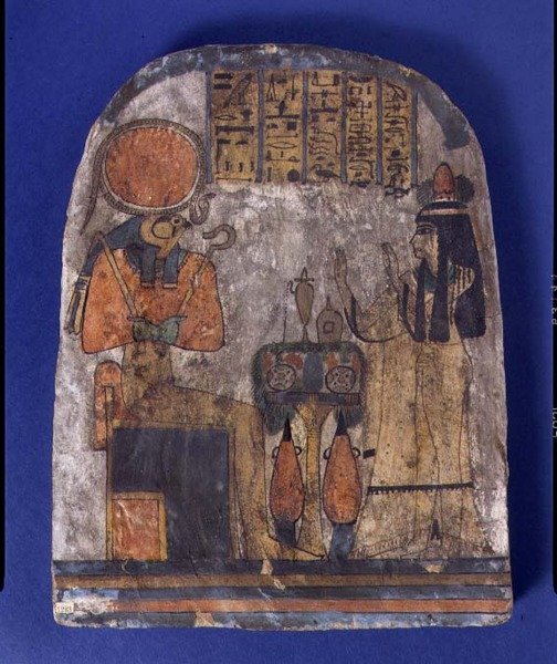 Votivdenkmal von Tentesamun, Die Sängerin des Amun, aus Theben, Dritte Zwischenzeit (bemaltes Holz) von Egyptian 22nd Dynasty