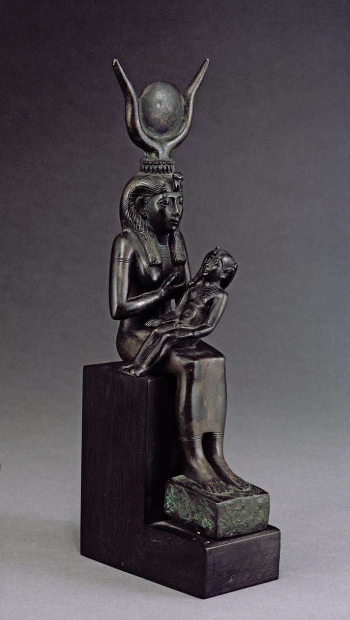 Die Göttin Isis, die den Säugling Horus stillt, Spätzeit von Egyptian 26th Dynasty