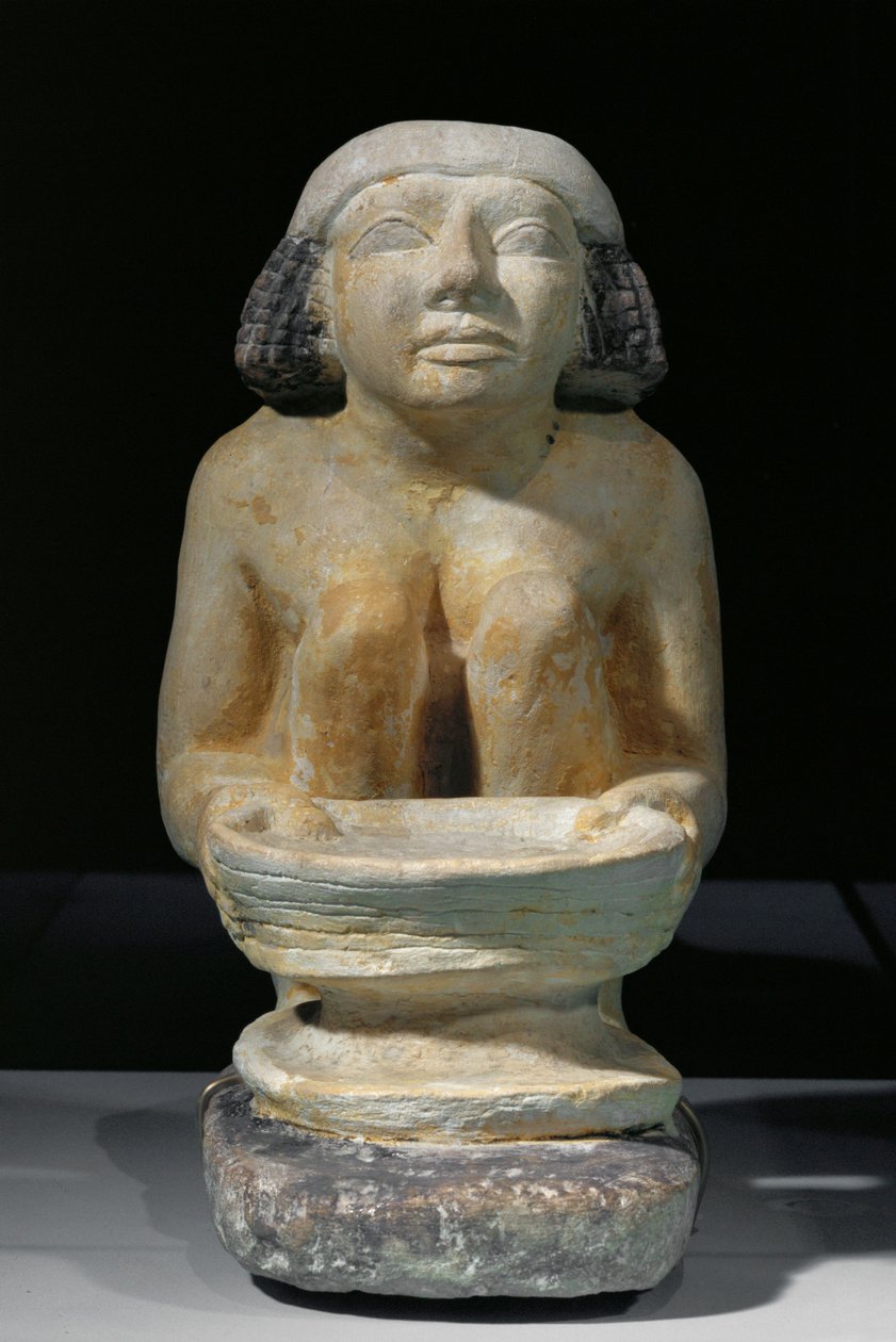 Frau mit Sieb. Aus Gizeh, Mastaba von Djacha. Mitte von Egyptian 5th Dynasty