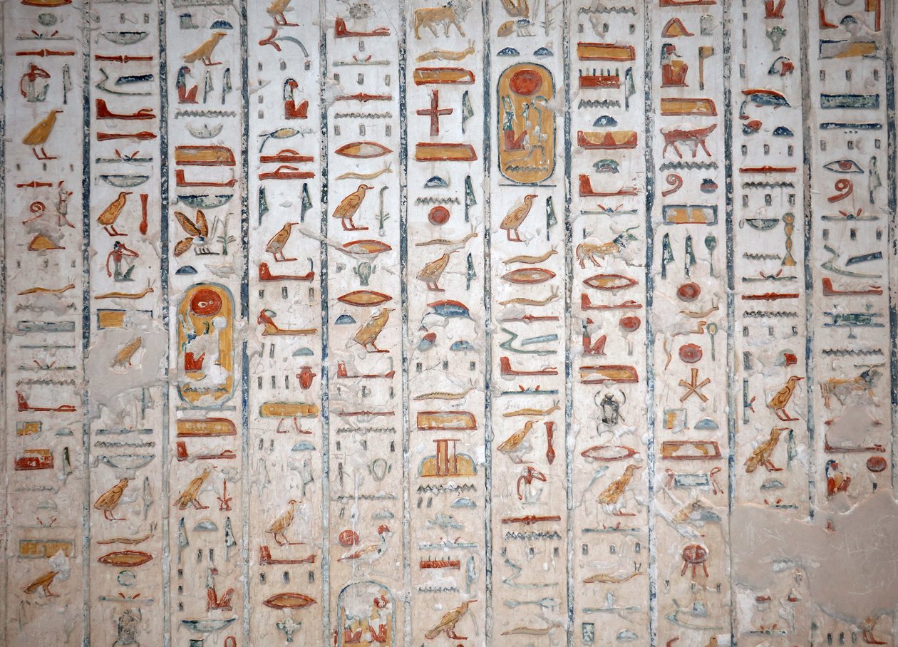Wandhieroglyphe, Tal der Könige, Luxor von Egyptian Egyptian