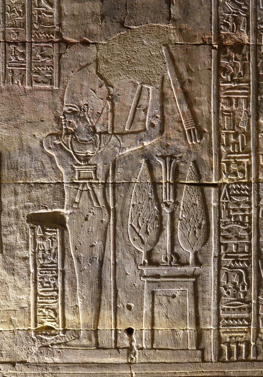 Der Pharao und seine Attribute, Tempel von Horus in Edfu von Egyptian Egyptian