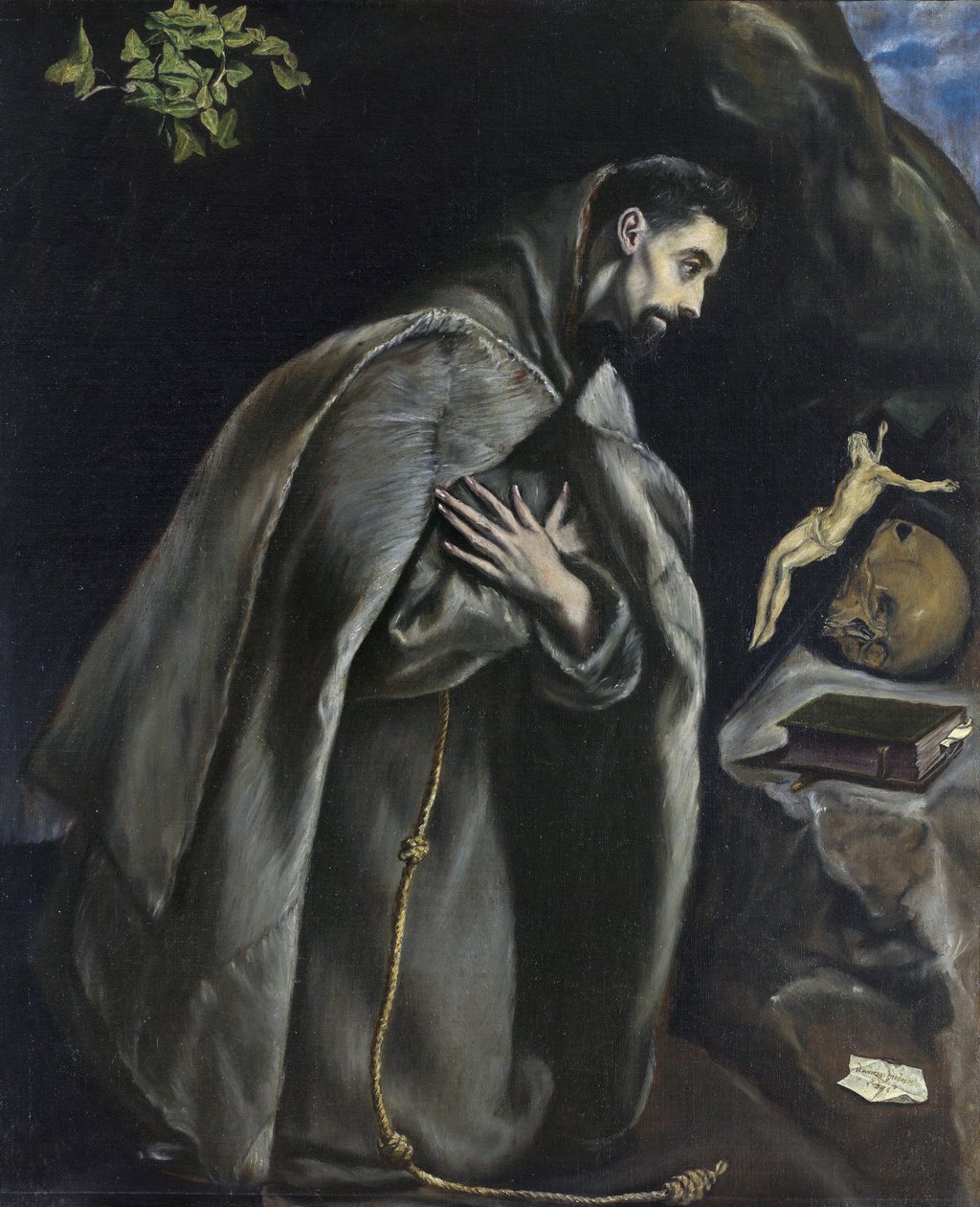 Der heilige Franziskus im Gebet vor dem Kreuz von El Greco