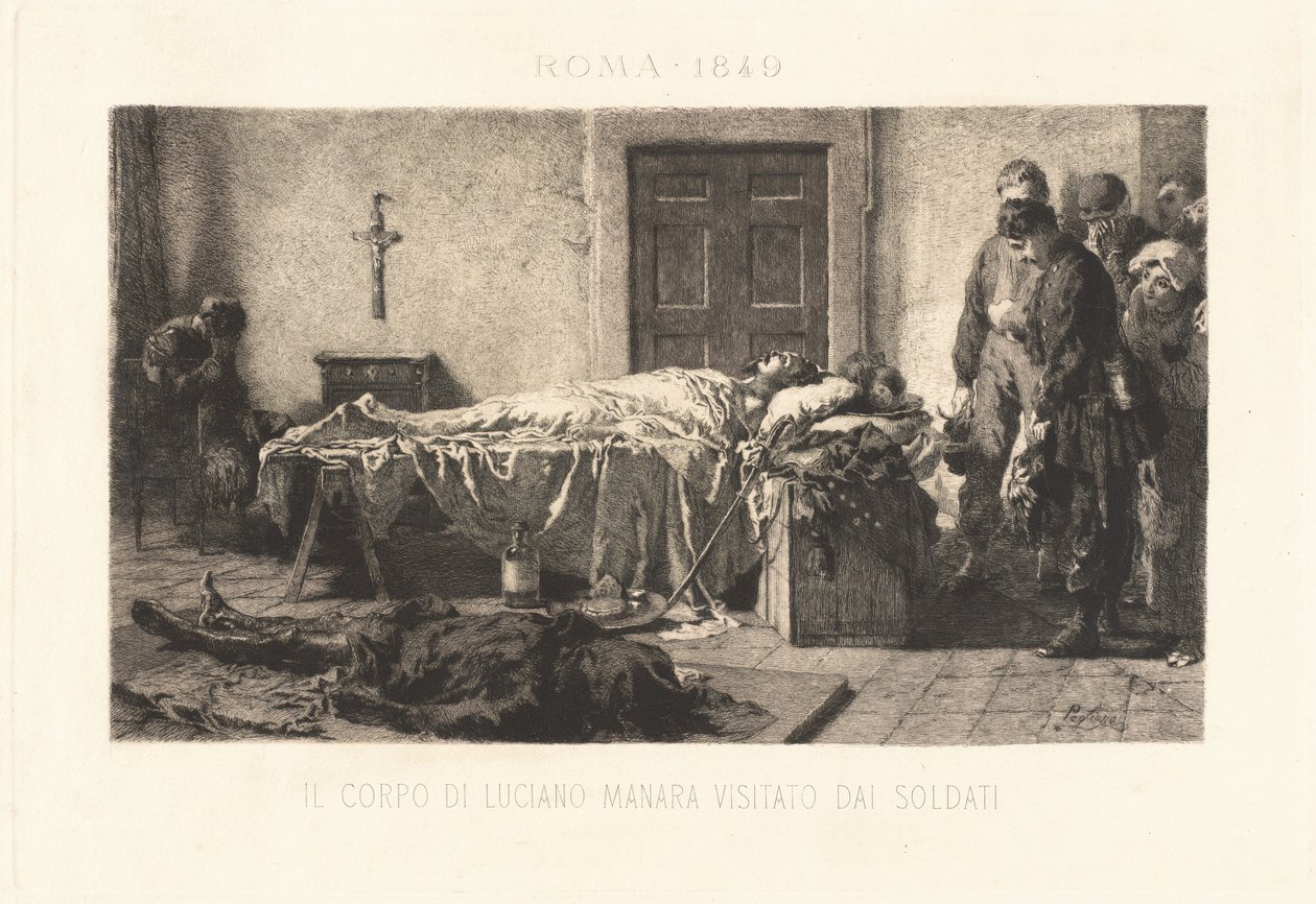 Il corpo di Luciano Manara visitato dai soldari von Eleuterio Pagliano