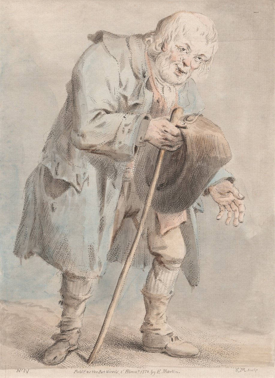 Alter Mann bettelnd von Elias Martin