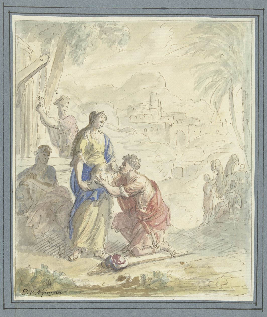 Rebekka und Eliëzer am Brunnen von Elias van Nijmegen