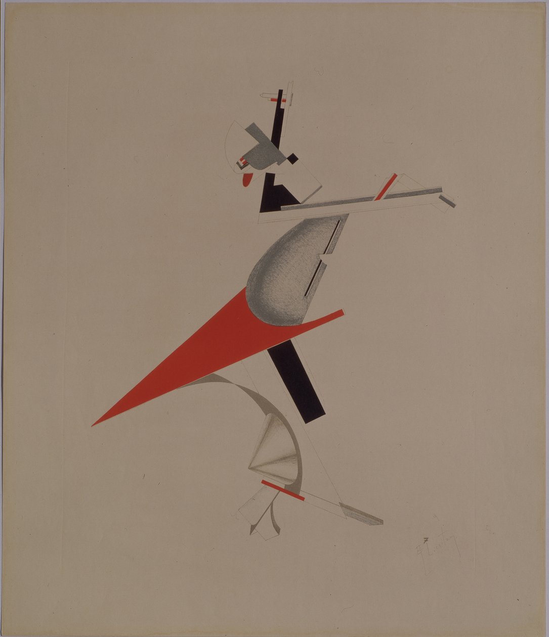 Raufbold. Figurine für die Oper Sieg über die Sonne von A. Krutschenych, 1920-1921 von Eliezer Markowich Lissitzky