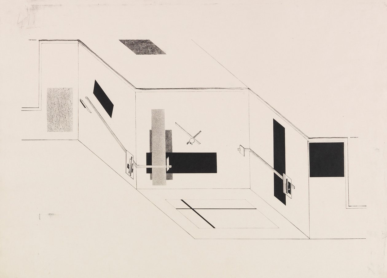 Der Proun-Raum. Blatt 5 des I Kestner-Portfolios, 1923 von Eliezer Markowich Lissitzky