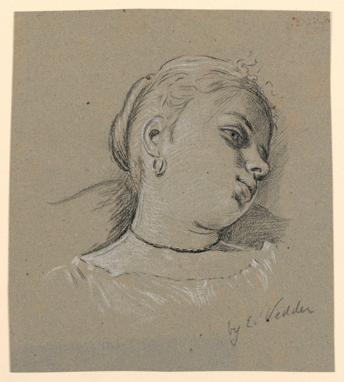 Kopf eines italienischen Mädchens von Elihu Vedder