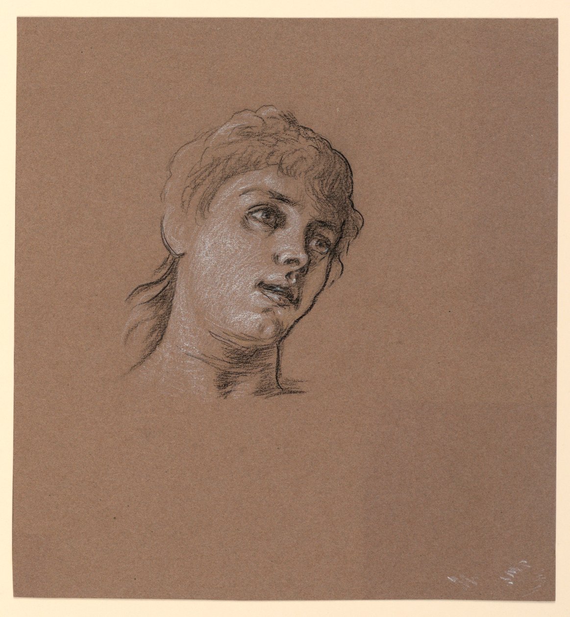 Zeichnung, Porträtskizze eines jungen Mädchens, ca. 1885 von Elihu Vedder