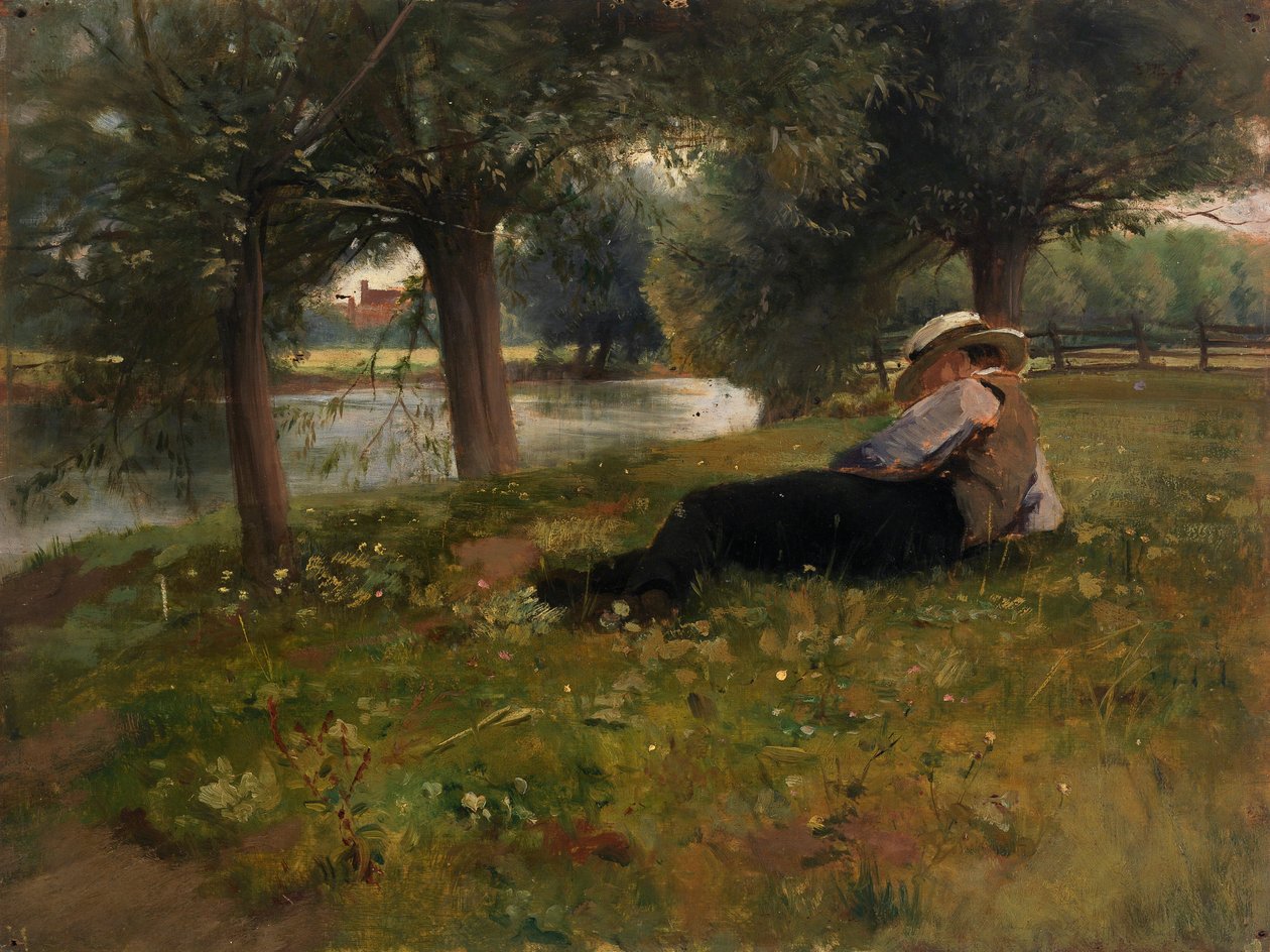 Mann, der neben einem Bach liegt von Eliphalet Frazer Andrews
