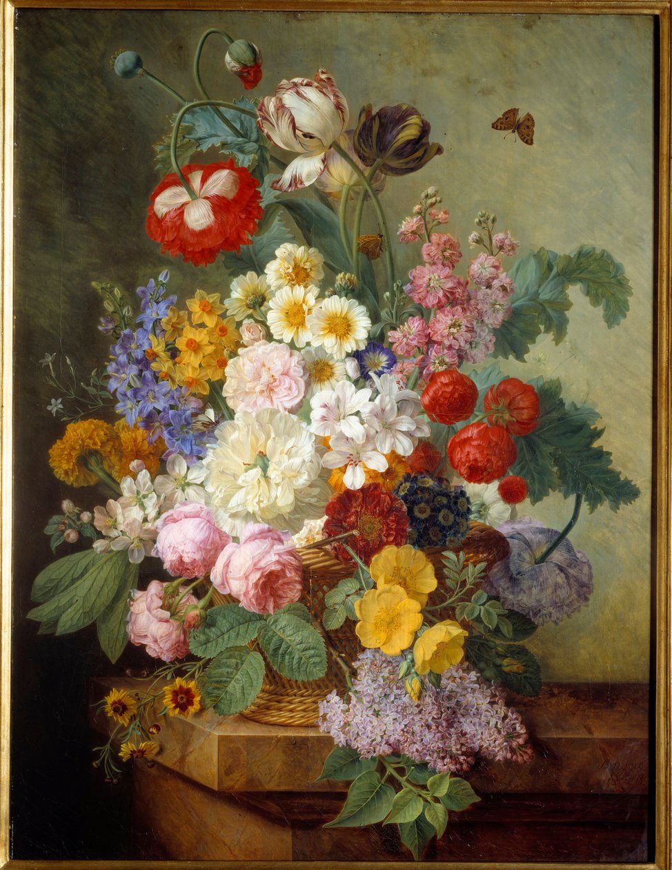Blumen in einer Rocaille. Gemälde von Elise Bruyere (1776-1842) 1836 von Elise Bruyere