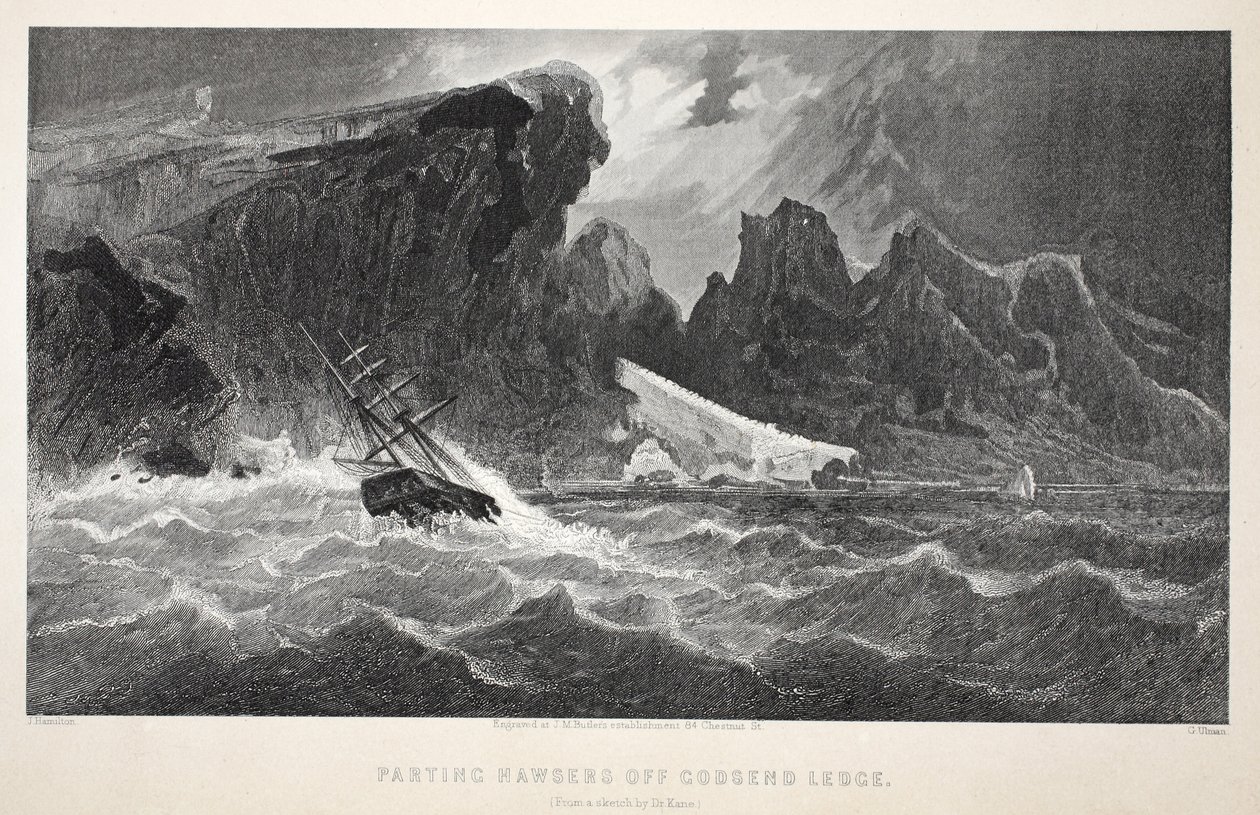 Abschied von Godsend Ledge, Illustration aus der zweiten Grinnell-Expedition auf der Suche nach Sir John Franklin, 1856 von Elisha Kane