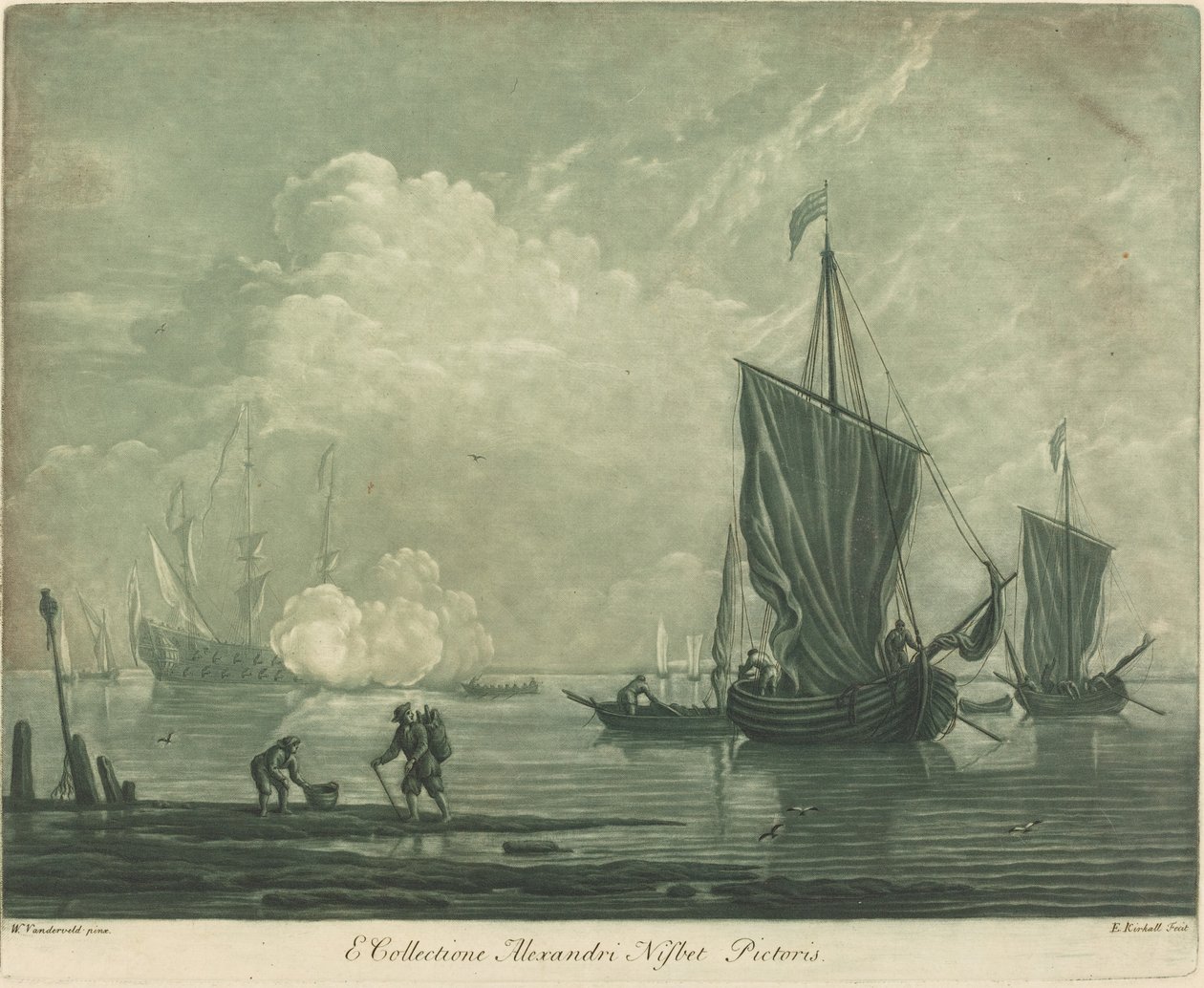 Schifffahrtsszene aus der Sammlung von Alexander Nisbit von Elisha Kirkall after Willem van de Velde the Elder