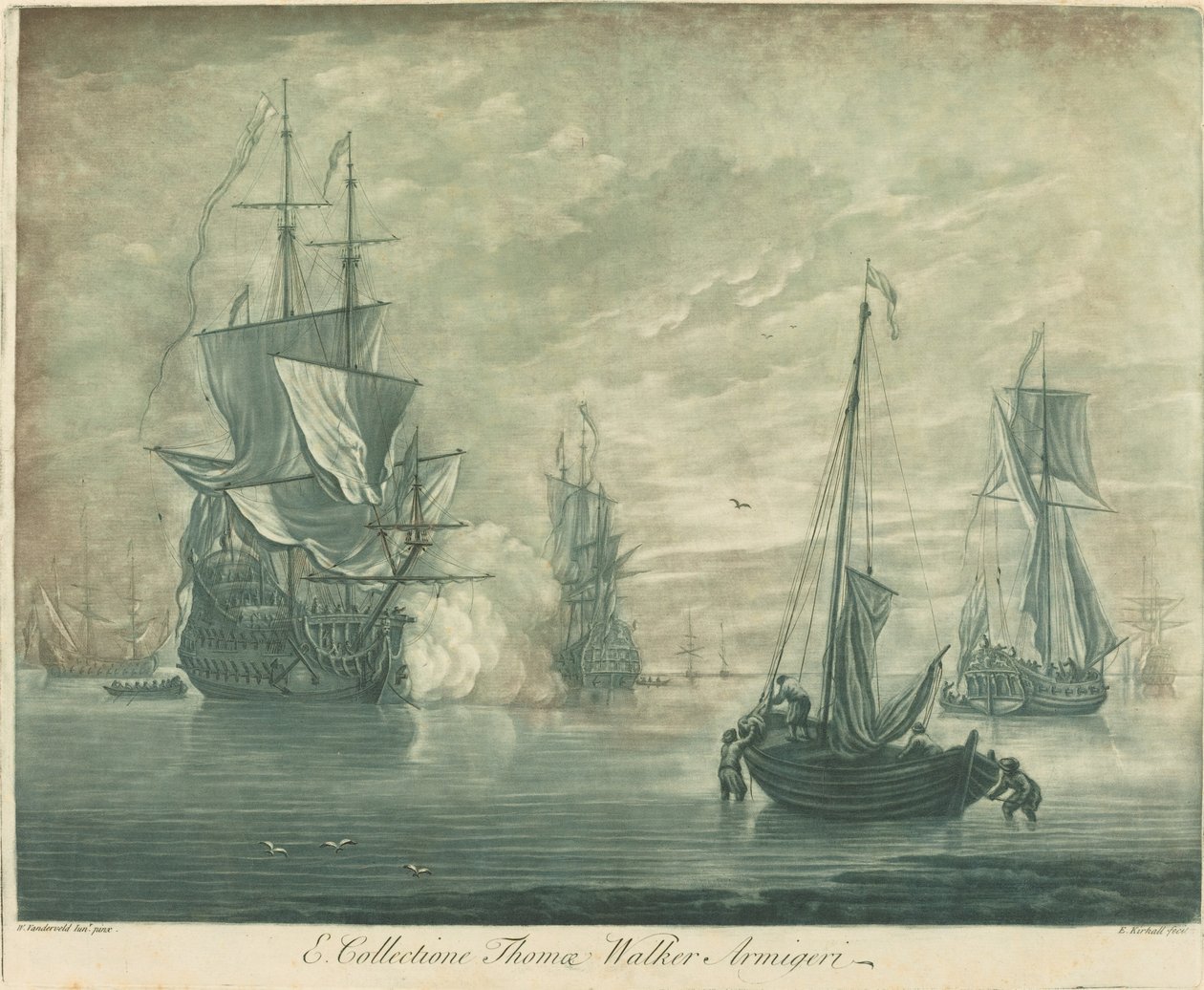 Schiffsszene aus der Sammlung von Thomas Walker von Elisha Kirkall after Willem van de Velde the Younger