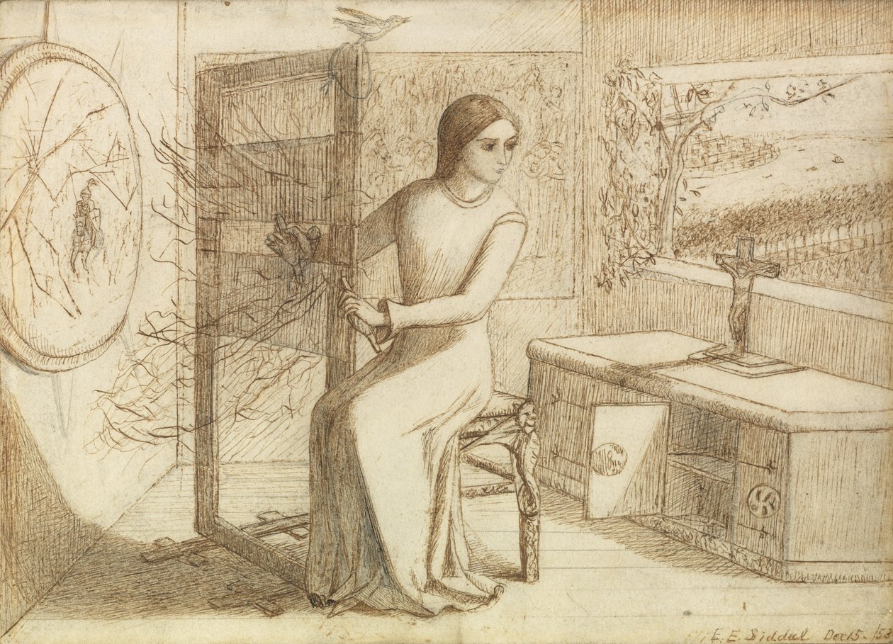 Die Dame von Shalott, 1853 von Elizabeth Eleanor Siddal