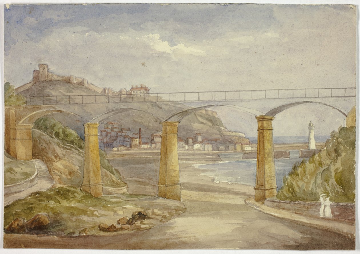Scarborough (recto), und Skizze eines Hauses mit Mutter und Kindern (verso) von Elizabeth Murray