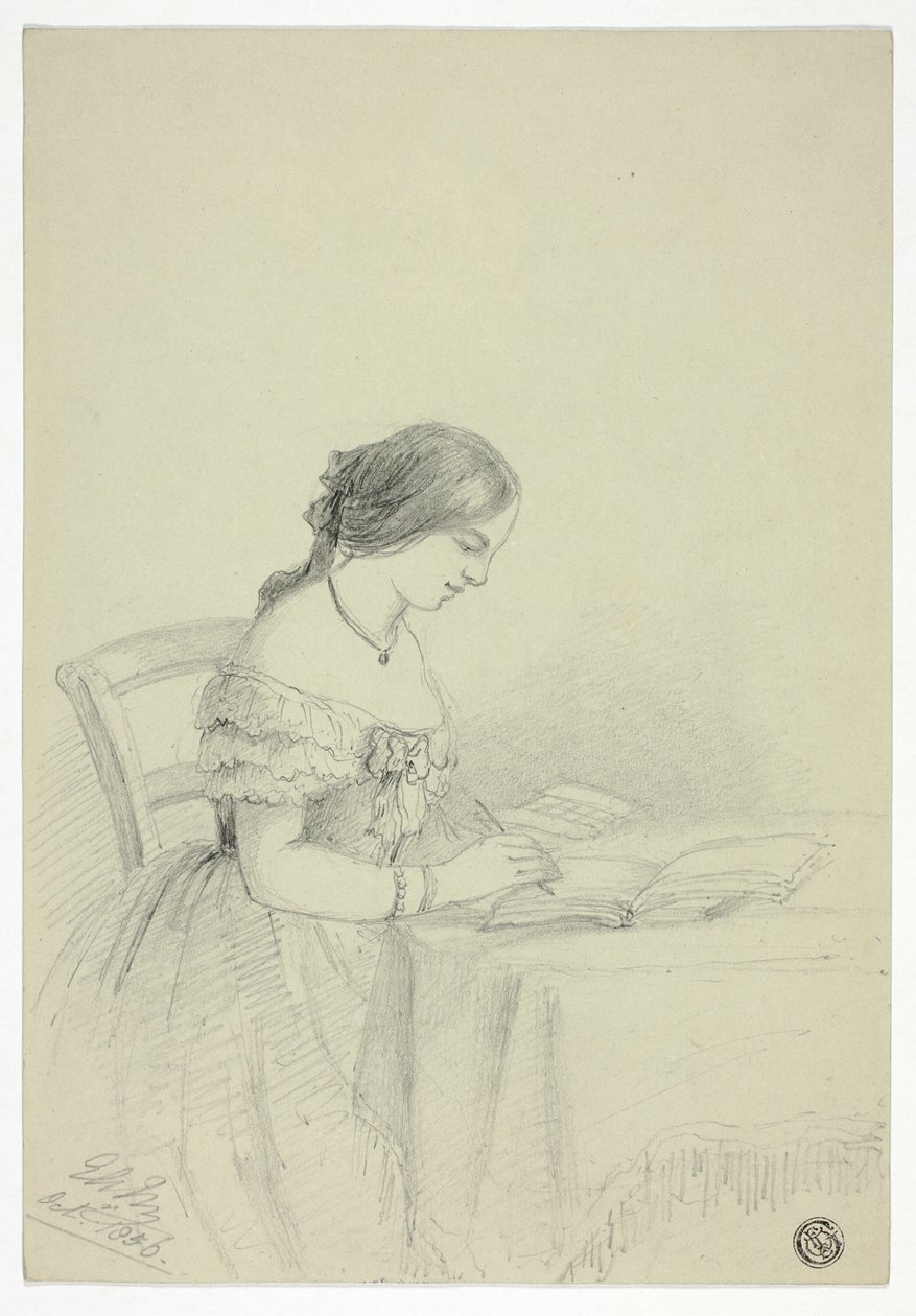 Frau beim Aquarellieren (möglicherweise ein Selbstporträt) von Elizabeth Murray