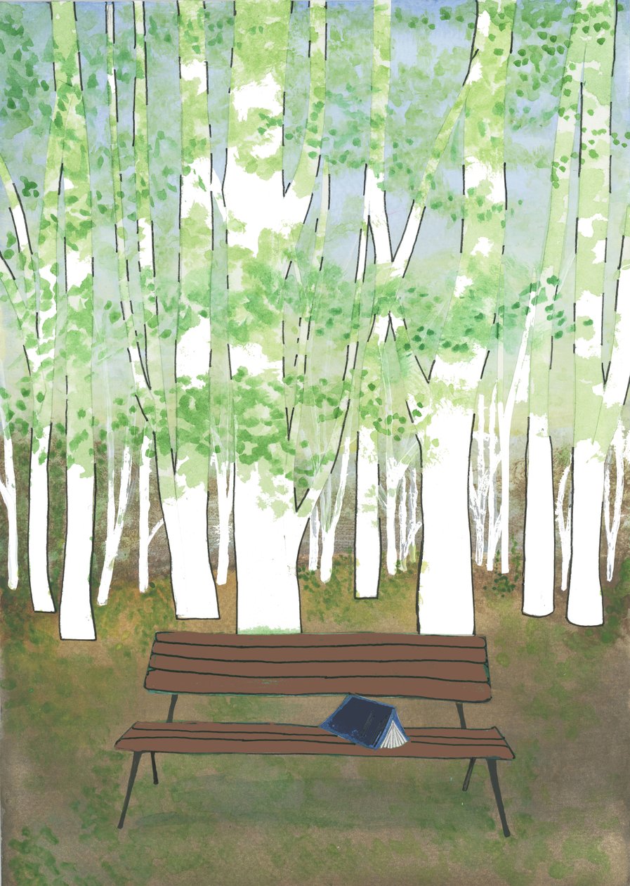 Bank im Wald, 2017 von Elizabeth Rider