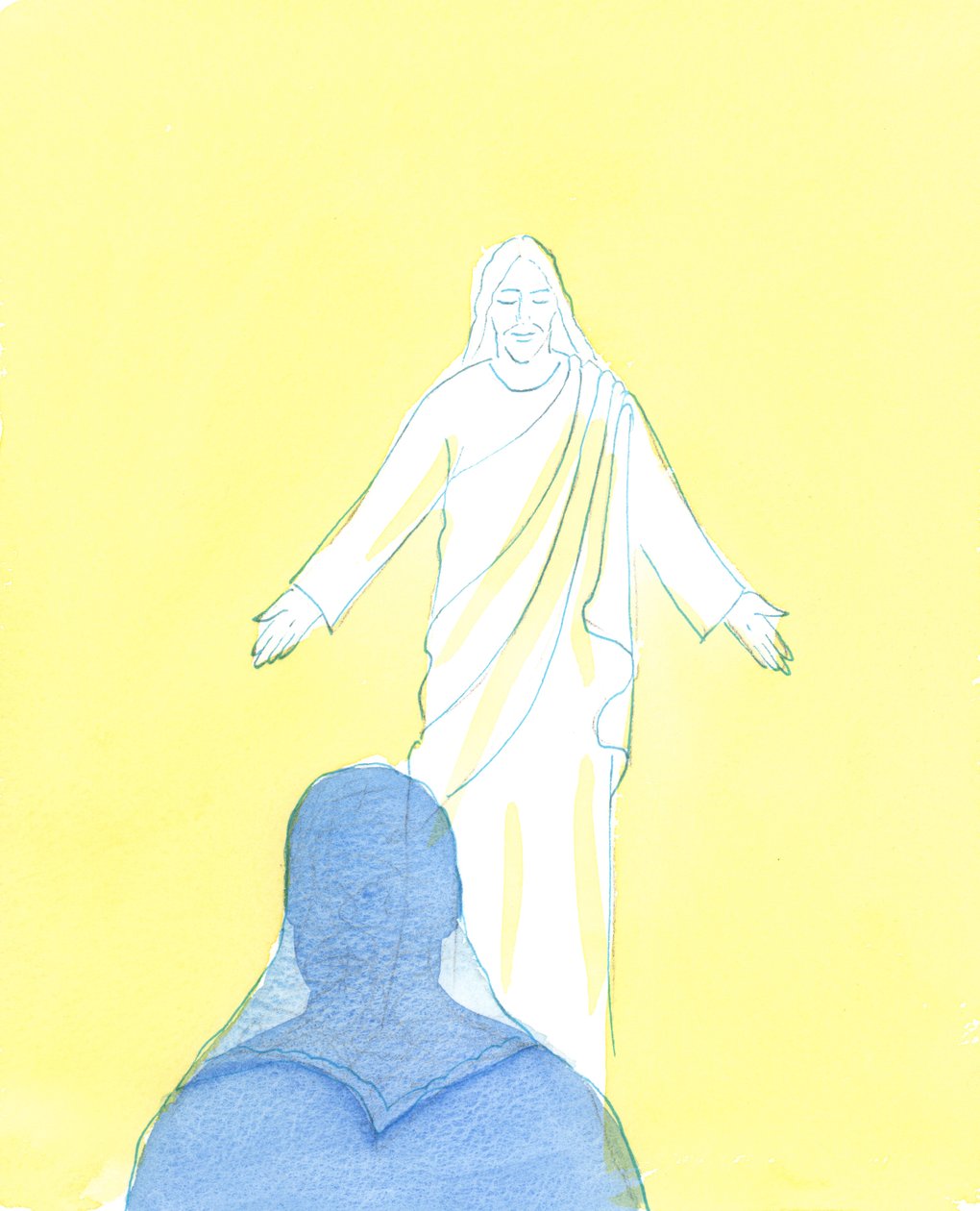 Christus blickte mich mit immensem Liebe und Zärtlichkeit an, als ich meine Reue und Liebe ausdrückte, 2003 von Elizabeth Wang