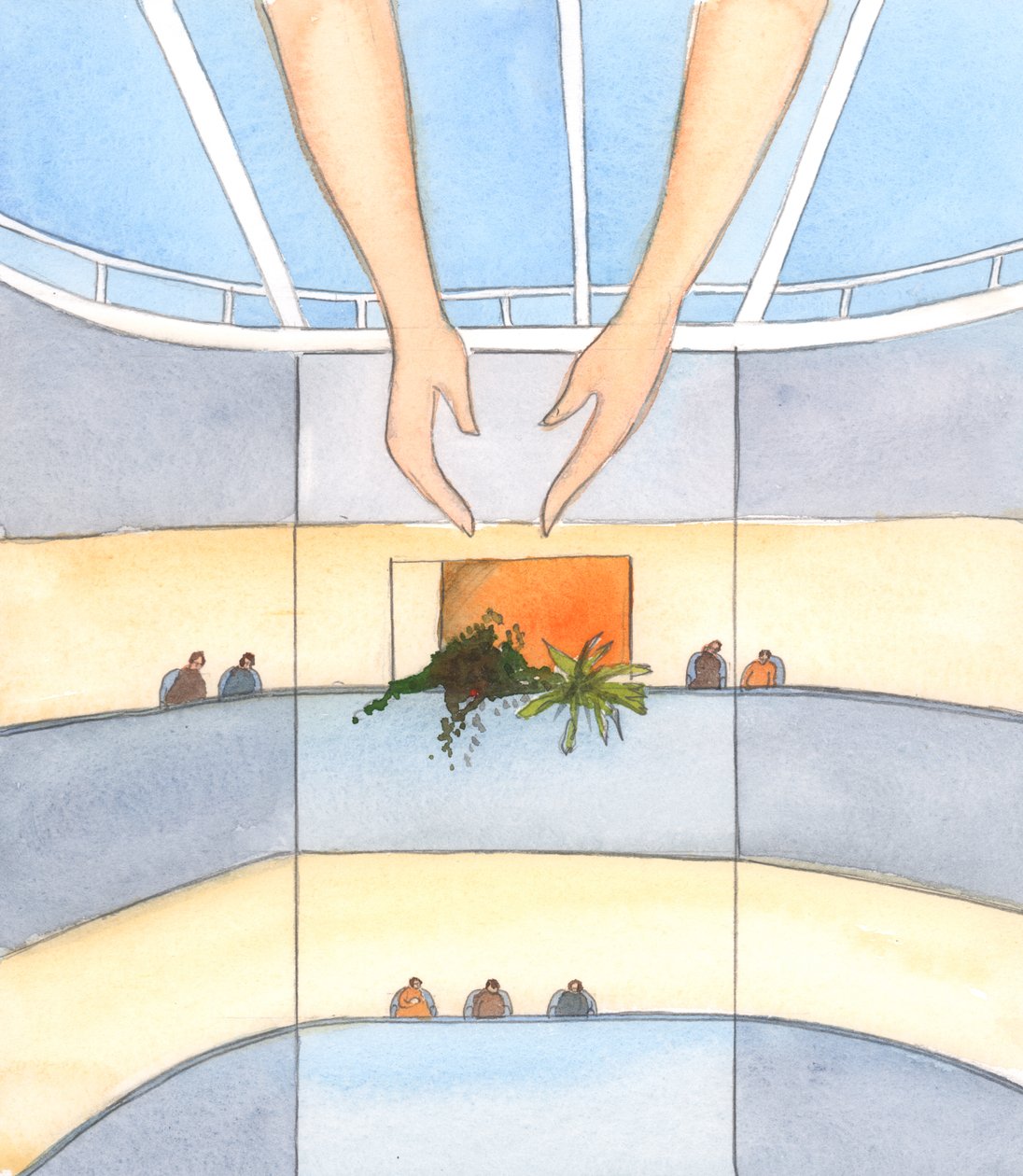 Christus zeigte mir, dass wir von jedem Stockwerk des Krankenhauses St. Frai in Lourdes das Sonnenlicht und den Himmel sehen können, 2005 von Elizabeth Wang