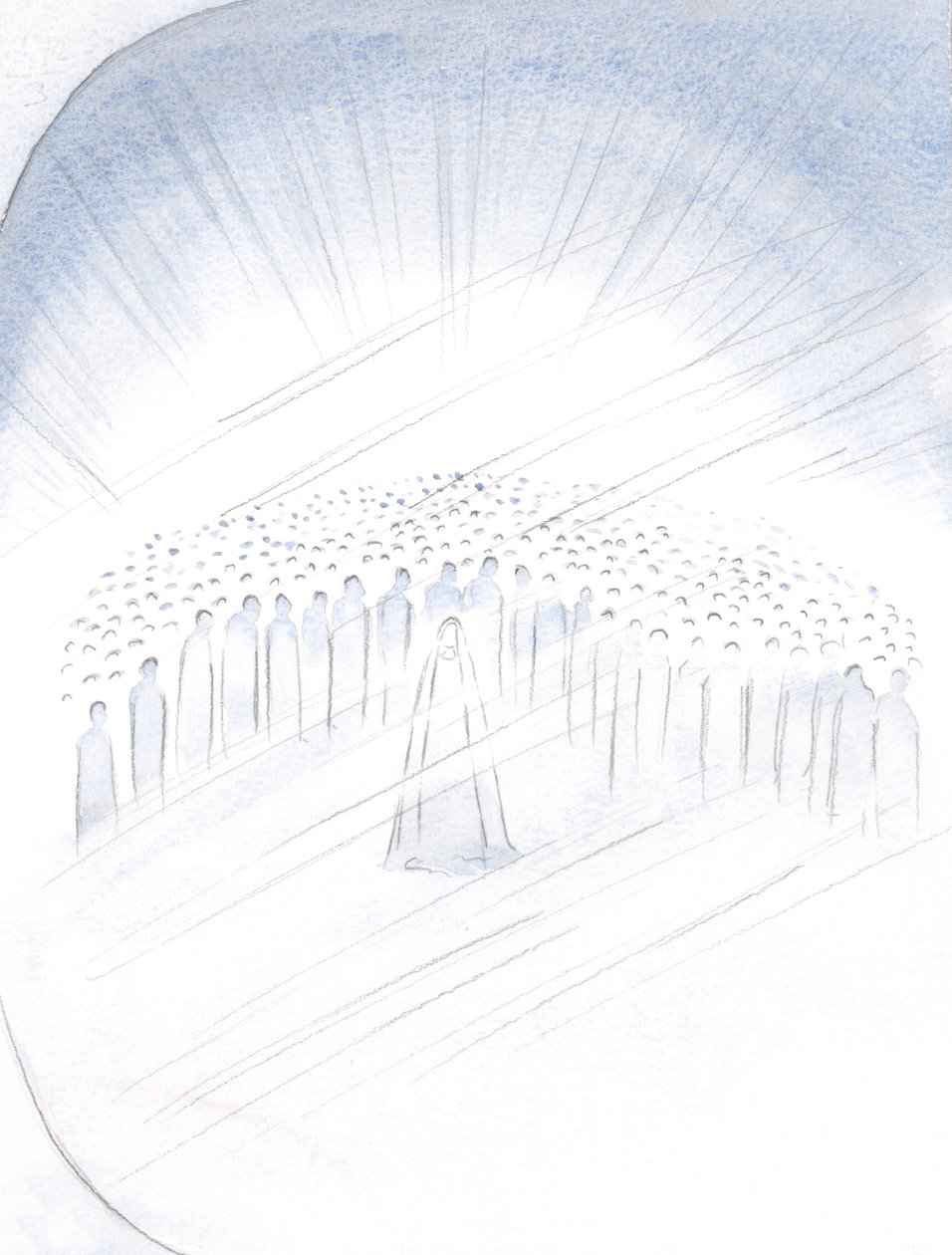 Ich sah die Heiligen drängen, als ob sie das Privileg hätten, uns zu helfen, mit der Jungfrau Maria im Zentrum, 2000 von Elizabeth Wang
