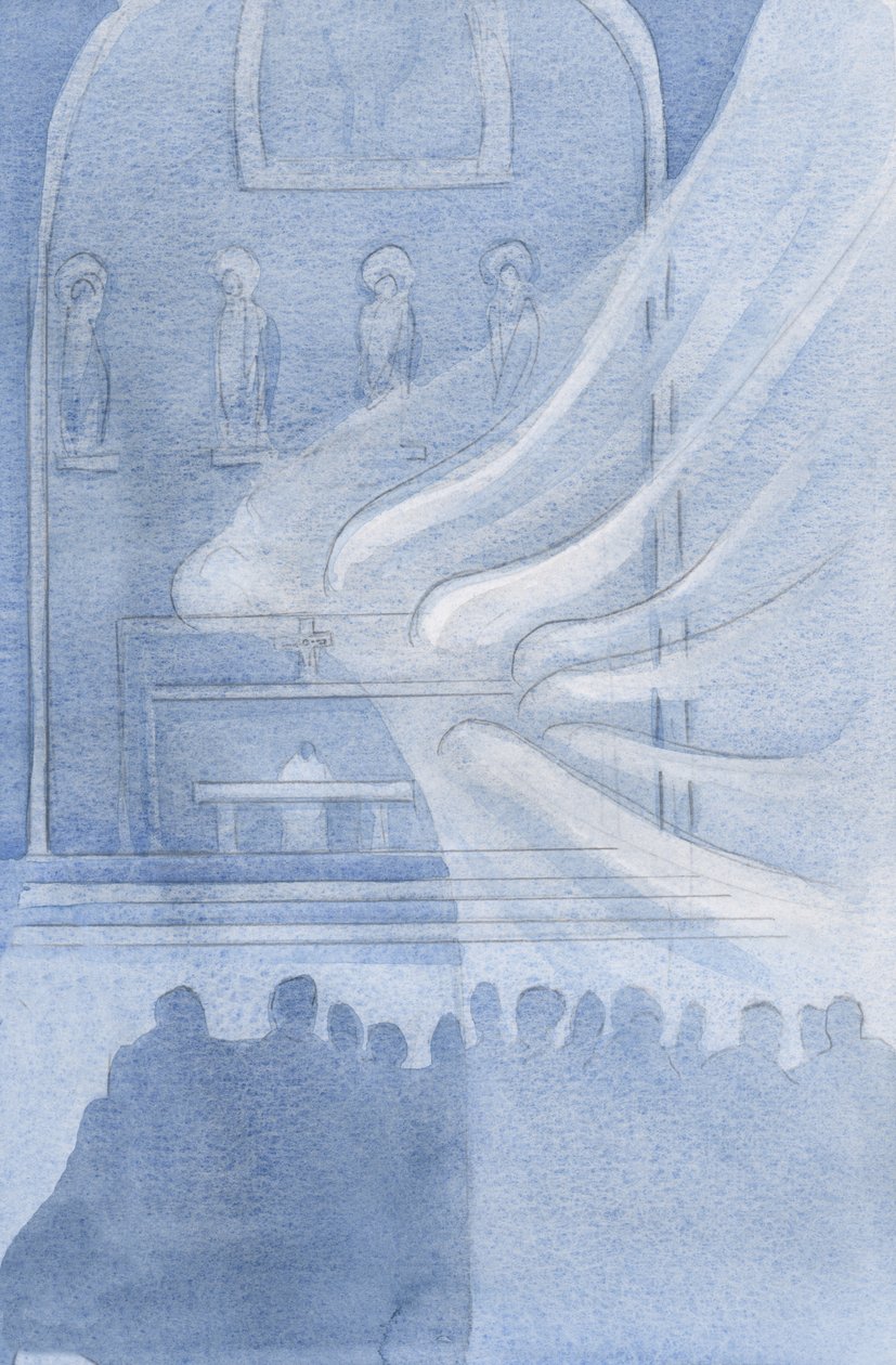Die Engel beten Christus in der Heiligen Eucharistie an von Elizabeth Wang